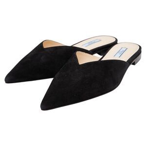Prada Mule Flat Sandals Pointed Toe Size: 37 Black Suede Women's Prada